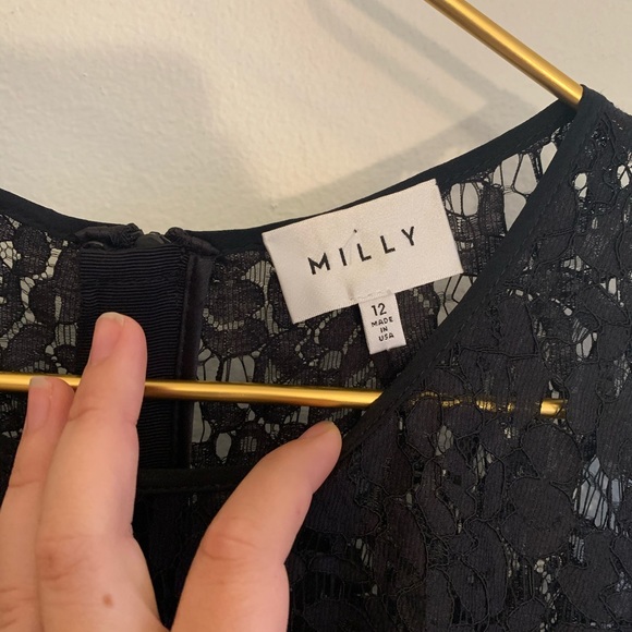 [Milly] Black Lace Evening Gown - Size 12 - Picture 5 of 8